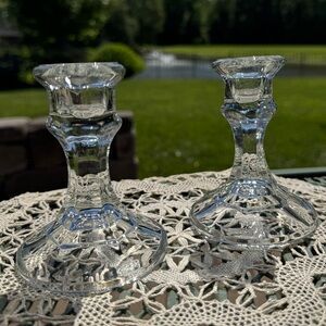 Set of 2, Vintage 1970s, Lead Crystal Candle Holders. They Really Sparkle. G21